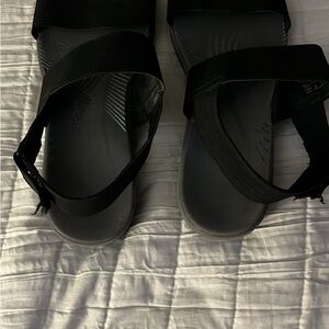 Cloudsteppers by Clarks Black Dual-Strap Adjustable Slide Sandals